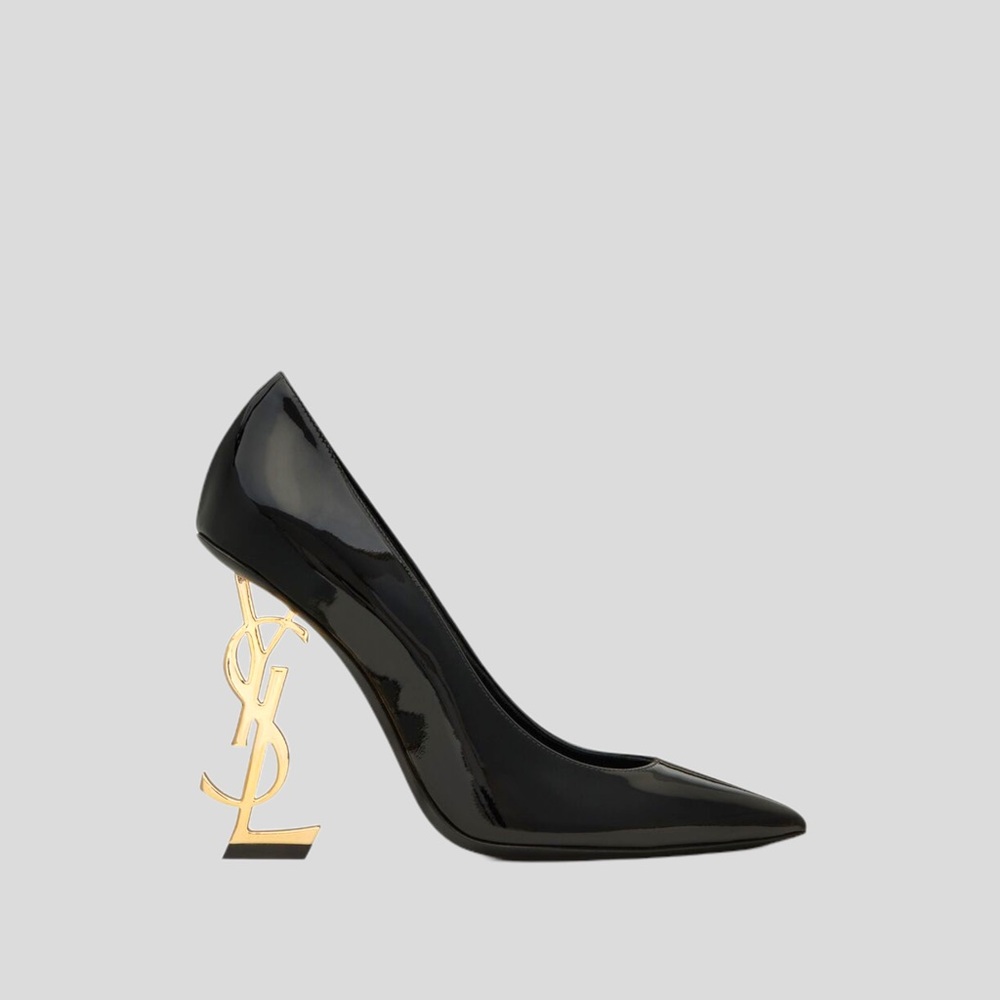 🆕 👠 SAINT LAURENT OPYUM PUMPS IN PATENT LEATHER WITH GOLD-TONE HEEL..SIZE: 37